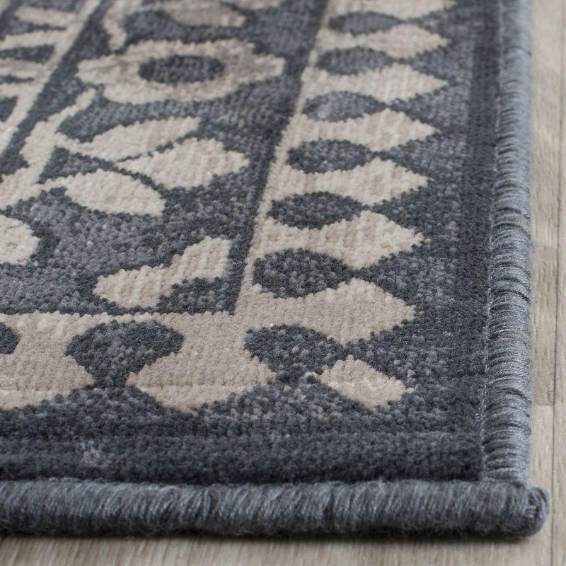 Elegant Vintage-Inspired Blue and Light Grey Viscose Area Rug - 3'3" x 5'7"