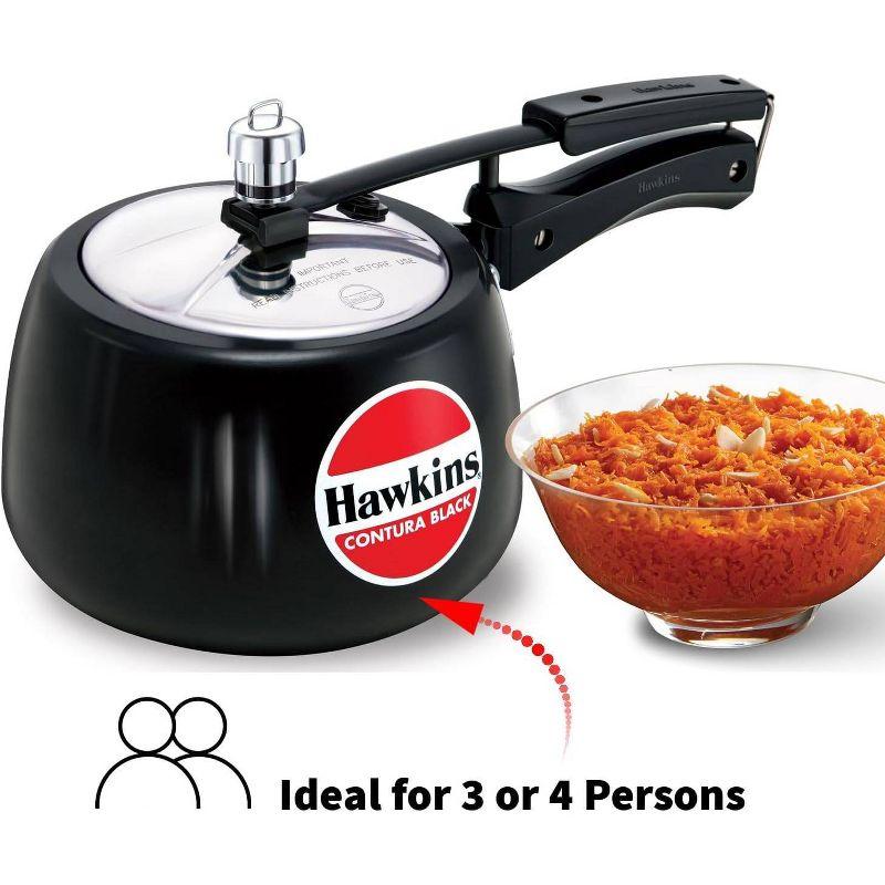 Hawkins 3L Hard Anodized Pressure Cooker: Aluminum, Locking Lid, Cool Touch Handle, Hand Wash, Black