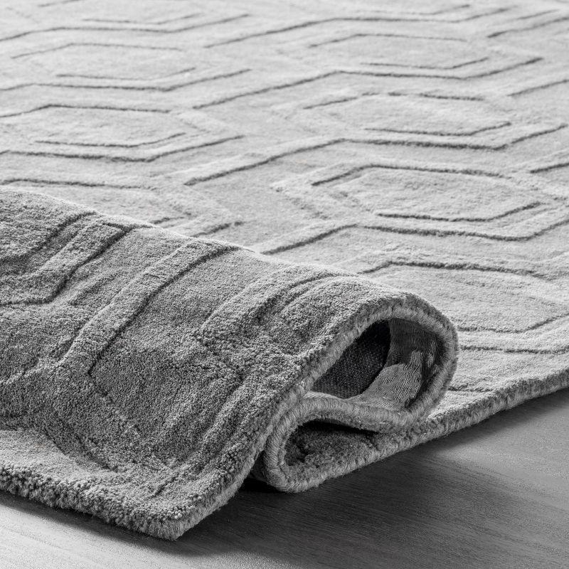 Nuloom Ambrose Geometric 8x10 Wool Indoor Area Rug for Living Room Bedroom Dining Room Kitchen, Grey