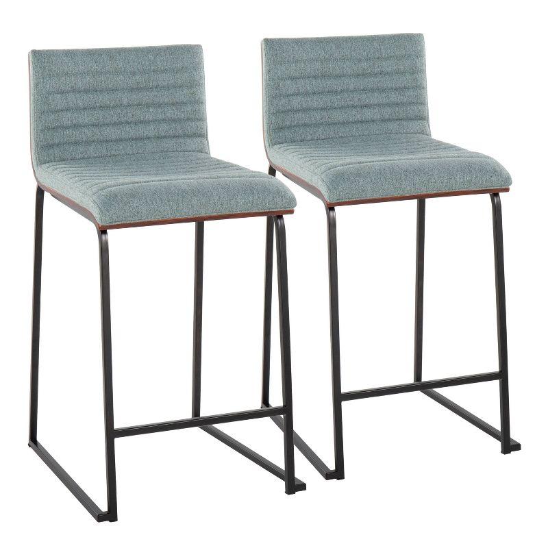 Set of 2 Mason-Mara Counter Height Barstools Black/Walnut/Green - LumiSource