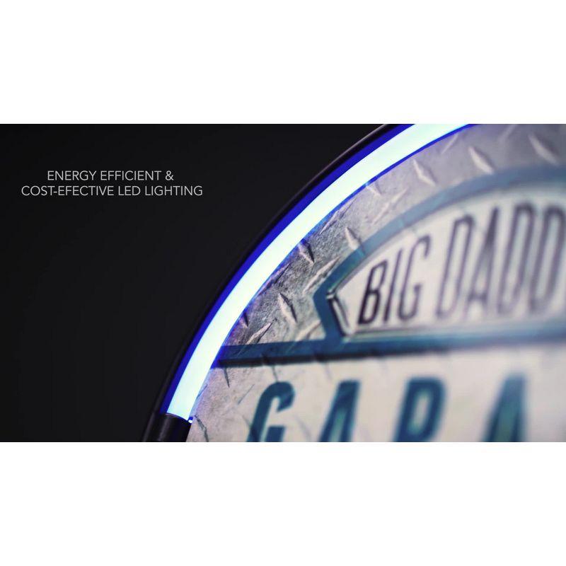 Big Daddy's Garage Blue and Silver Metal LED Sign