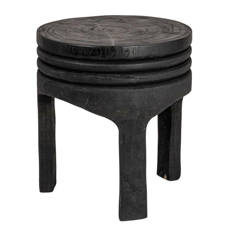 Storied Home Wood Carved Accent Table Matte Black