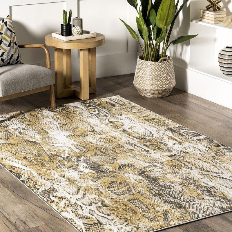 Modern Beige 8' x 10' Synthetic Snake Pattern Area Rug