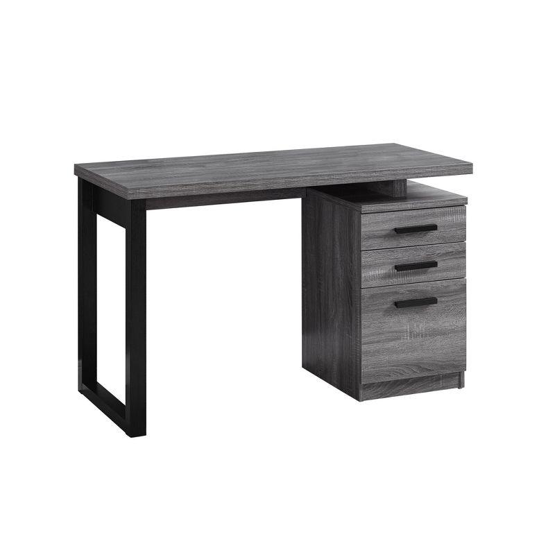 Modern Gray and Black Home Office Desk with 3 Storage Drawers