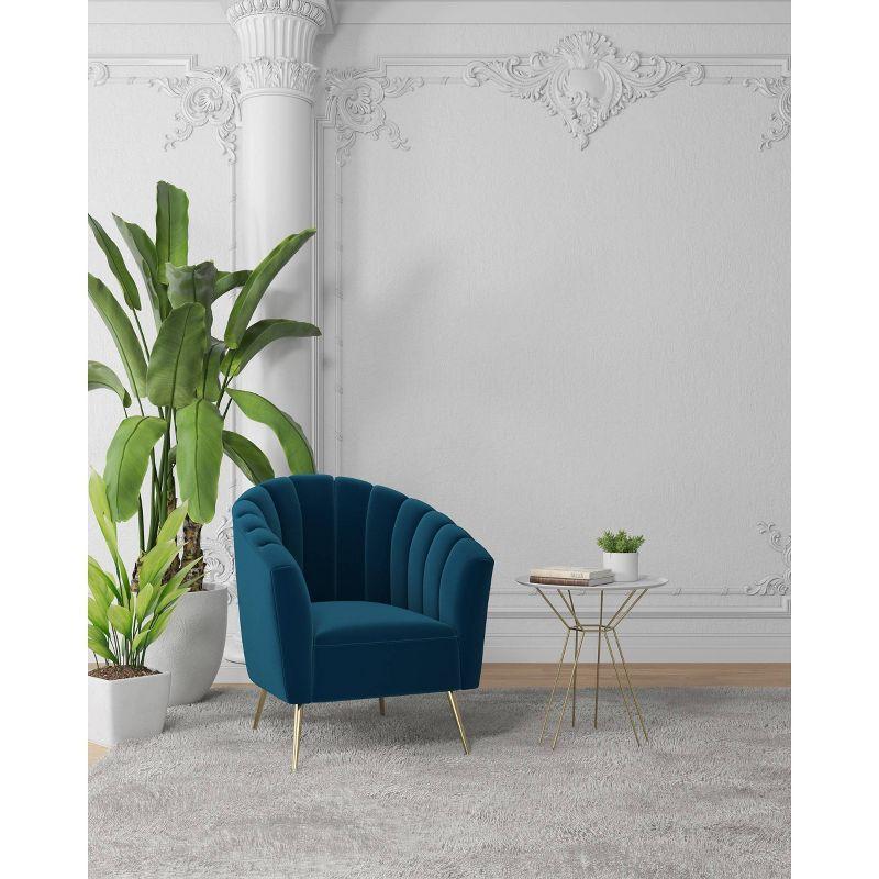 Manhattan Comfort Rosemont Velvet Accent Chair Blue: Upholstered, Semi-Gloss Finish, Wood Frame