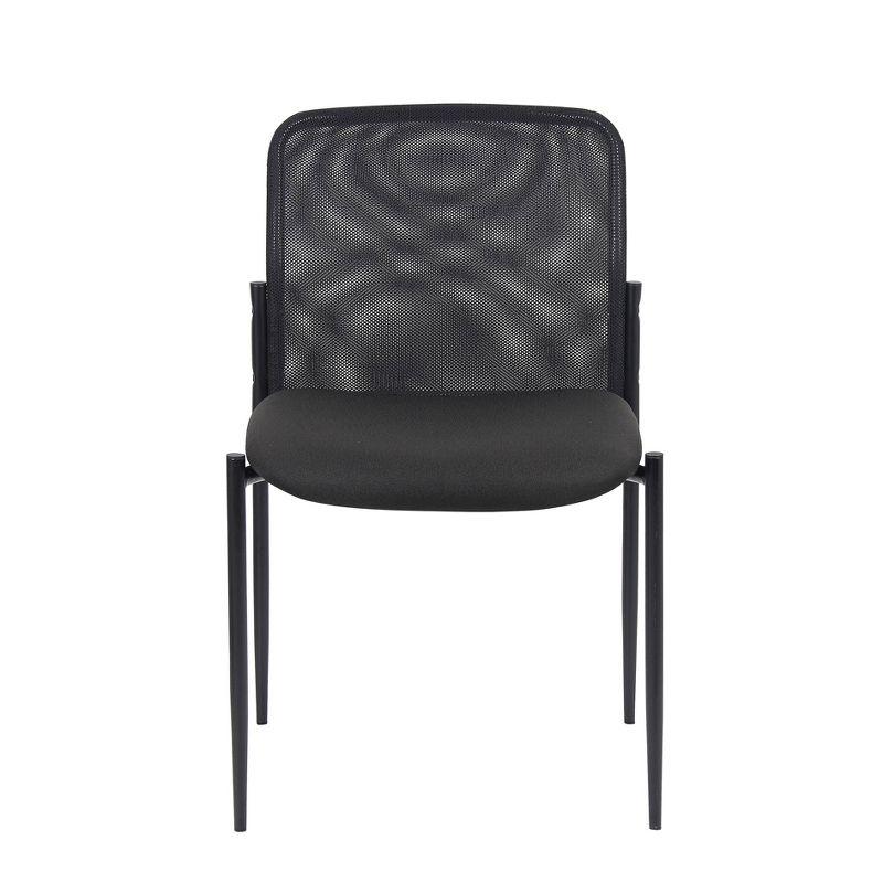 Mesh Guest Chair Black - Boss Office Products: Armless, Stackable, Metal Frame