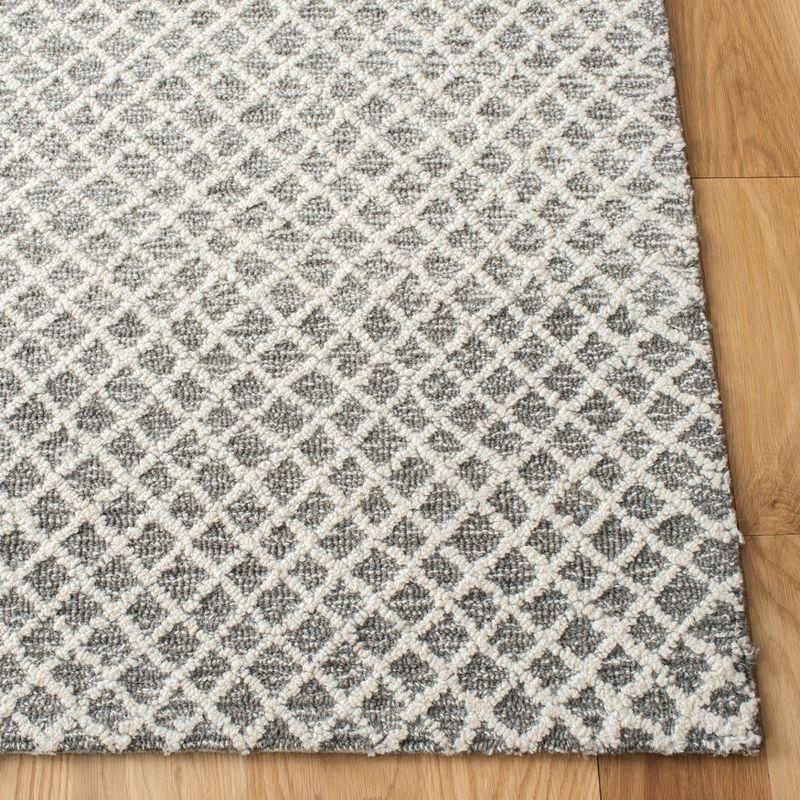 Gray and Ivory Handmade Wool Tufted Square Rug