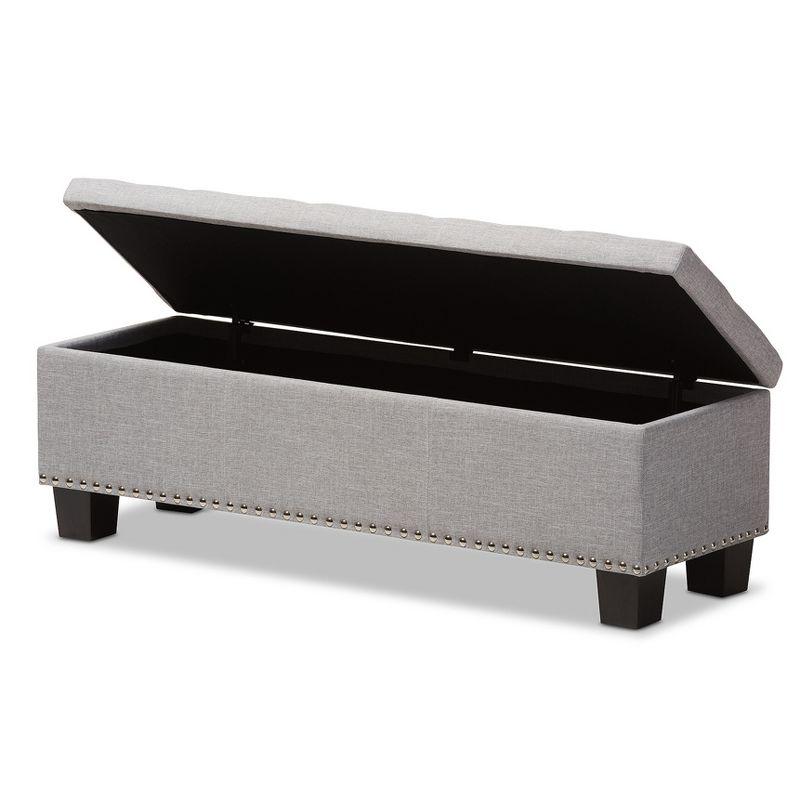 Hannah Modern and Contemporary Fabric Upholstered Button - Tufting Storage Ottoman Bench - Grayish Beige - Baxton Studio