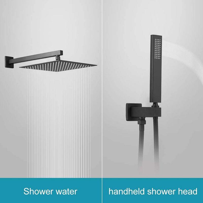 10 Inch Square Bathroom Shower Combo Set In Matte Black