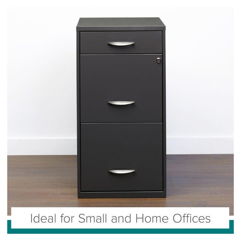 Space Solutions 18" Deep 3 Drawer Metal Organizer File Cabinet with Pencil Drawer Charcoal: Steel Vertical Storage