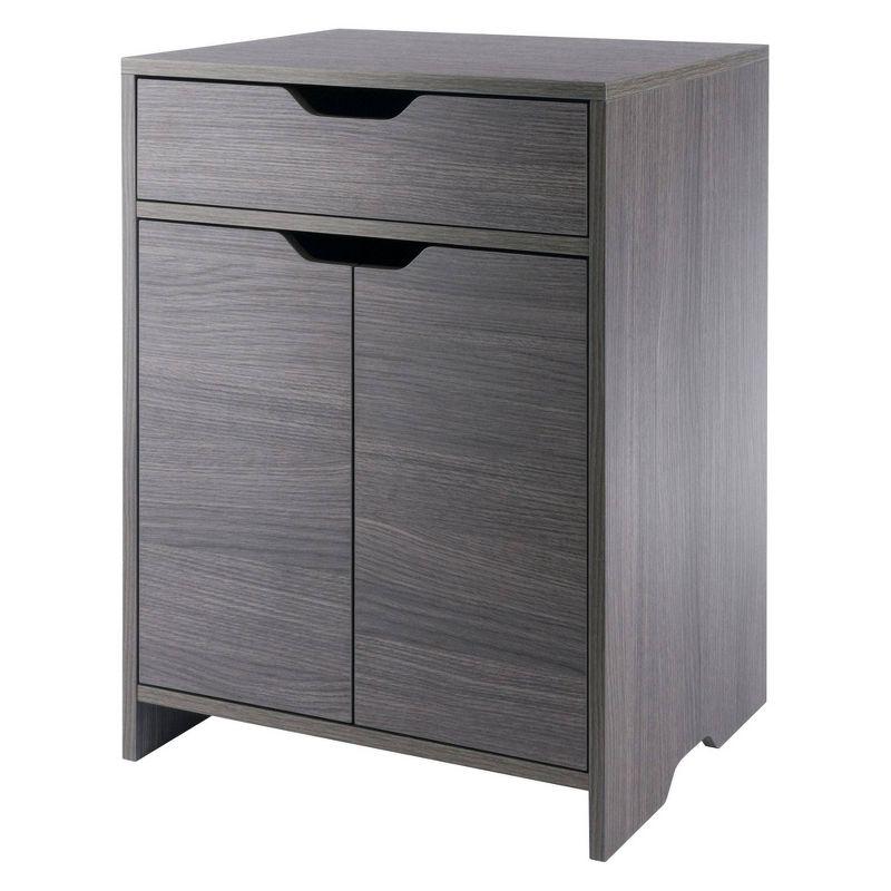 Gray Composite Wood Office Storage Cabinet with Adjustable Shelving