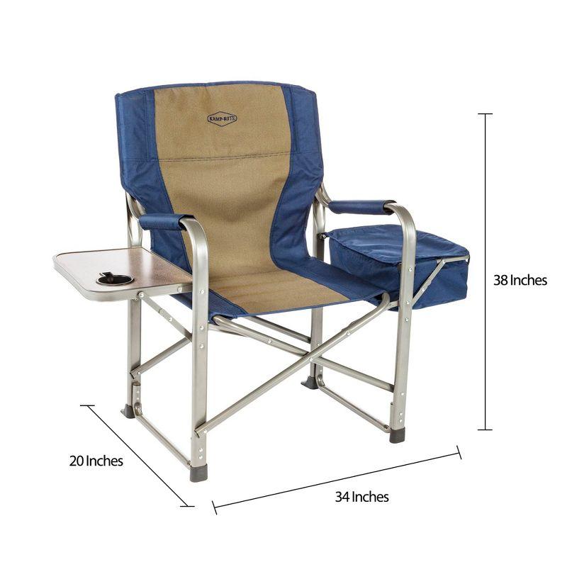 Navy and Tan Folding Director's Chair with Cooler and Table