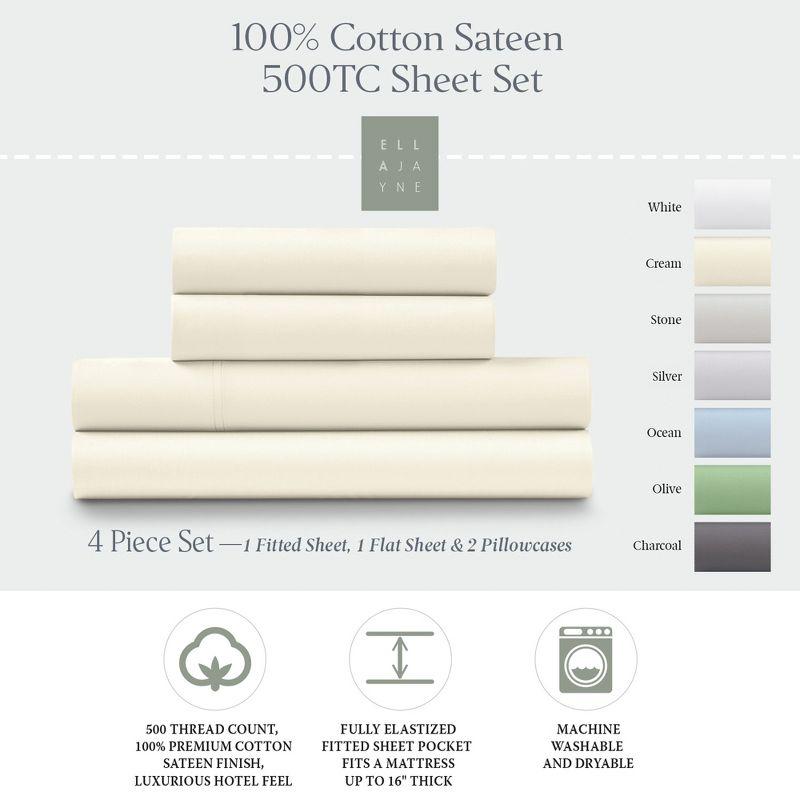 Ella Jayne Home 500 Thread 100% Cotton Sateen Sheet Set