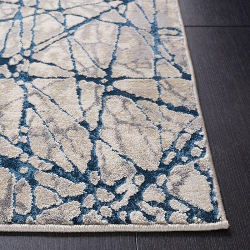 Ivory Abstract Square Synthetic Easy-Care Area Rug