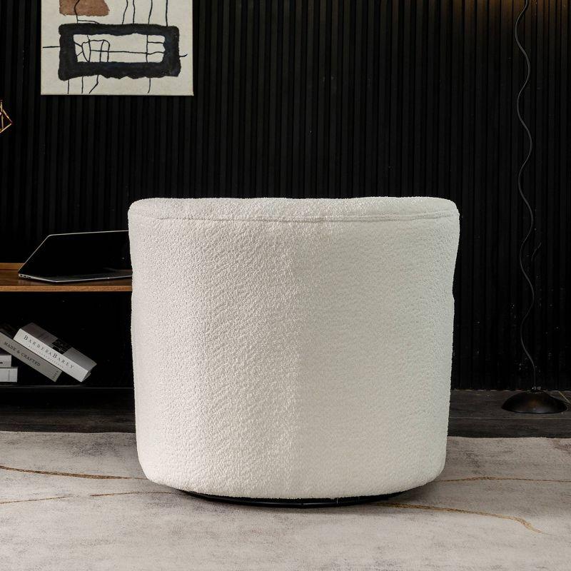 32" Wide Upholstered Swivel Armchair Cream - Kinwell: Rotating Base, No Assembly Required
