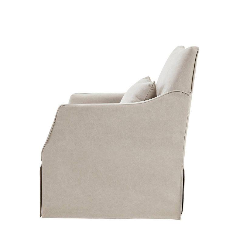 Martha Stewart London Farmhouse Skirted Swivel Chair with Lumbar Pillow