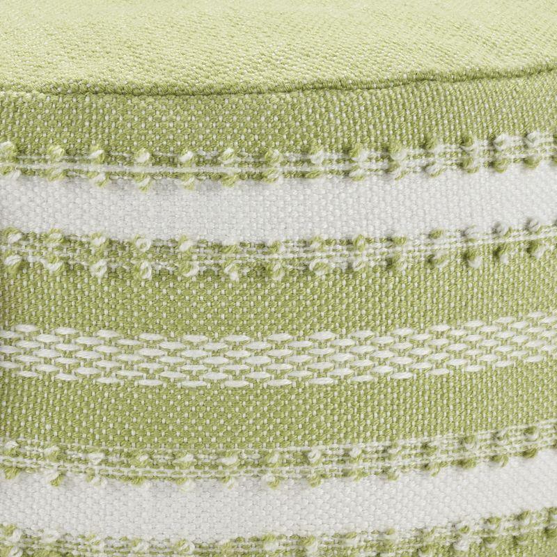 Mina Victory Woven Stripes Outdoor Pouf with Handle