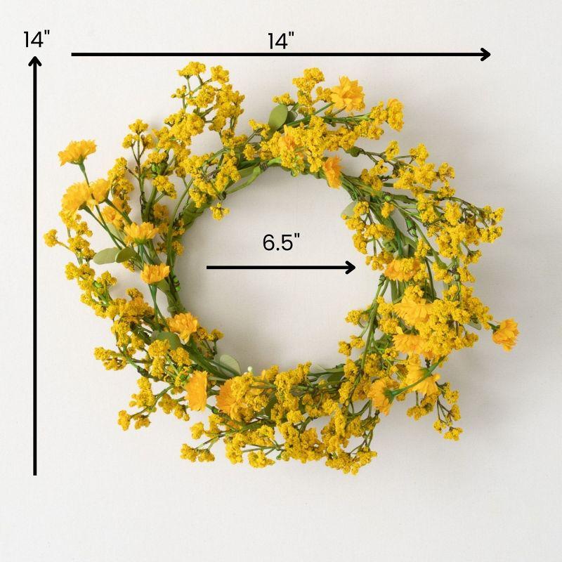 Cheerful Yellow Wildflower 14" Artificial Front Door Wreath