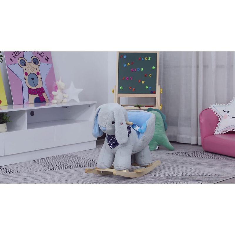 Qaba Kids Ride-On Rocking Horse Toy Bunny Rocker with Fun Play Music & Soft Plush Fabric for Children 18-36 Months