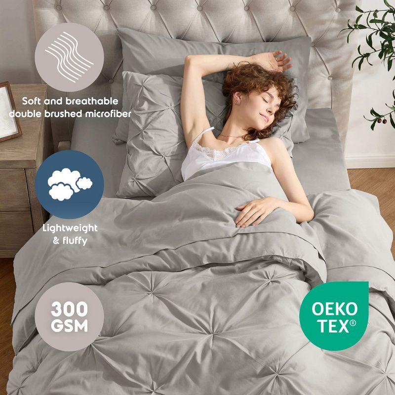 Nestl Bed in a Bag Pinch Pleat, 5 Piece Twin XL Bedding Set -Linen