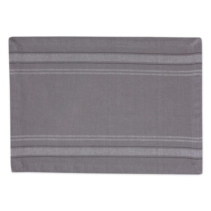 DII French Stripe Placemat Set 6 Piece, Gray Chambray, 13x19"