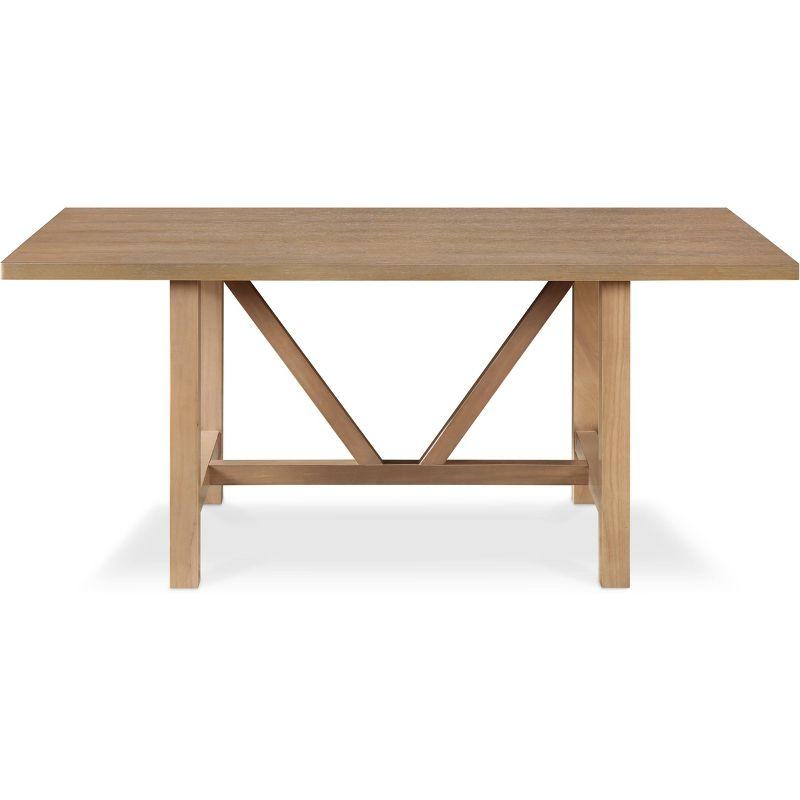 Rustic Beige Reclaimed Wood Extendable Dining Table for Six