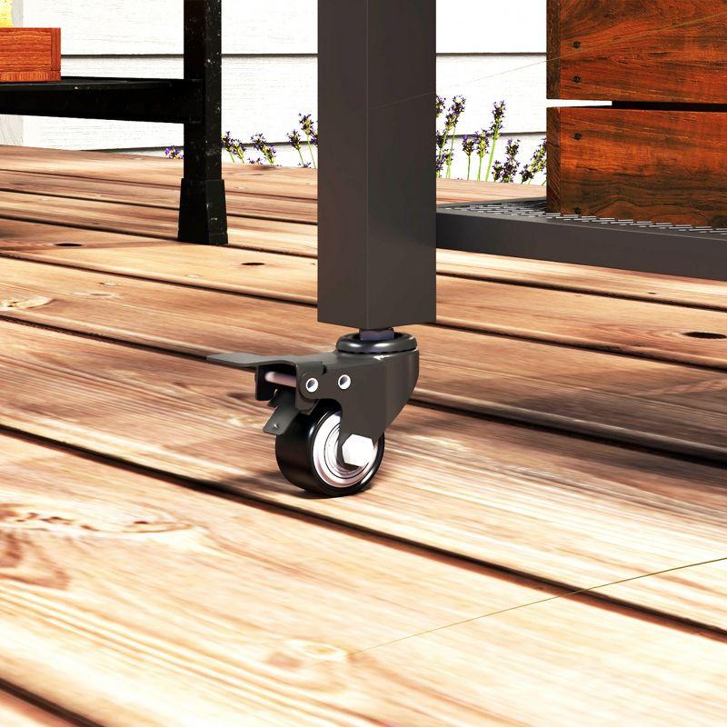 Outsunny 3-Shelf Outdoor Grill Cart Table with Foldable Side Table, Stainless Steel Tabletop, 22" x 16.1" Pizza Oven Stand with Hooks, Silver