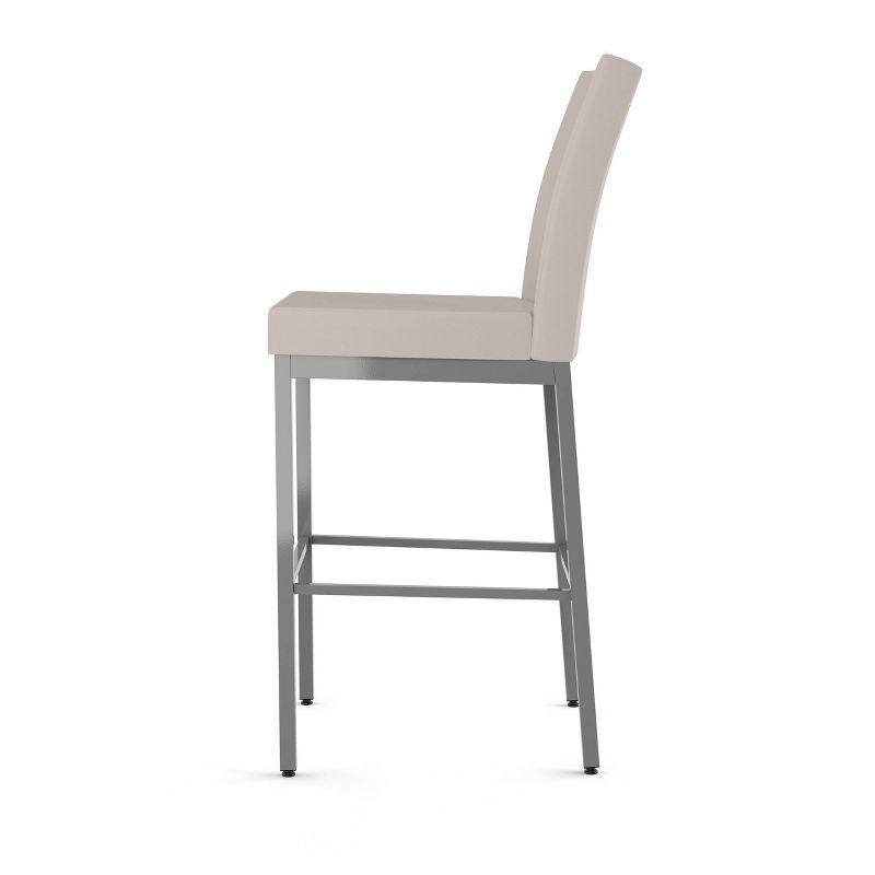 Amisco Perry Upholstered Barstool Cream/Gray: Faux Leather, Steel Frame, 30" Fixed Height