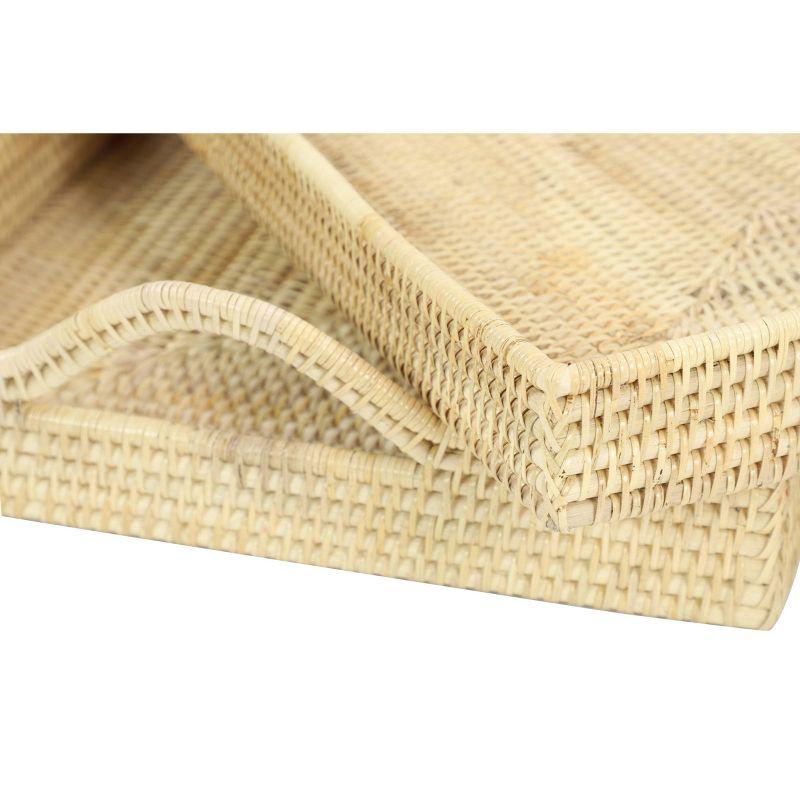 Bohemian Light Brown Rattan Rectangular Tray Set of 2