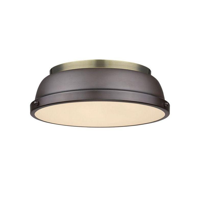 Golden Lighting Duncan 2-Light Flush Mount in Aged Brass with Rubbed Bronze