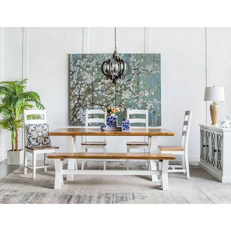 21"x24" 6-Light Wood Chandelier Ceiling Light Gray - A&B Home: No Assembly, UL Listed, Adjustable Height