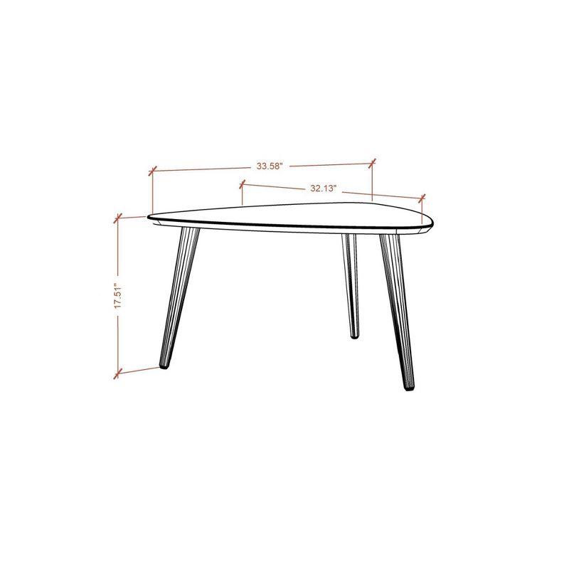 Manhattan Comfort 11.81" Utopia High Triangle Coffee Table with Splayed Legs Off-White: Mid-Century Modern, MDF Construction