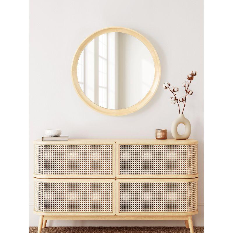 Kate and Laurel Hatherleig Round Wood Round Mirror, 24" Diameter, Natural