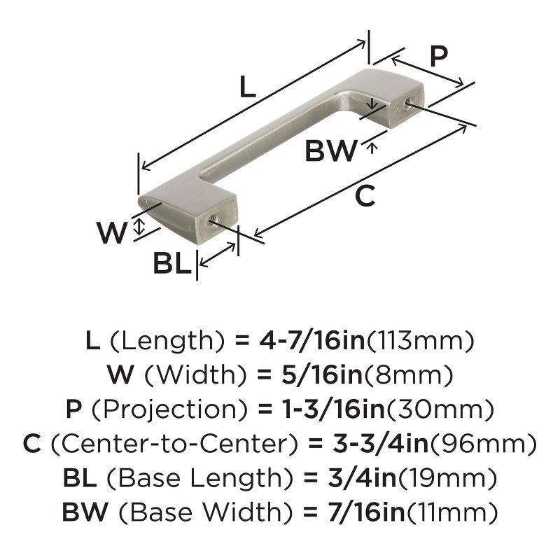 Amerock Riva 3-3/4 inch (96mm) Center-to-Center Satin Nickel Cabinet Pull