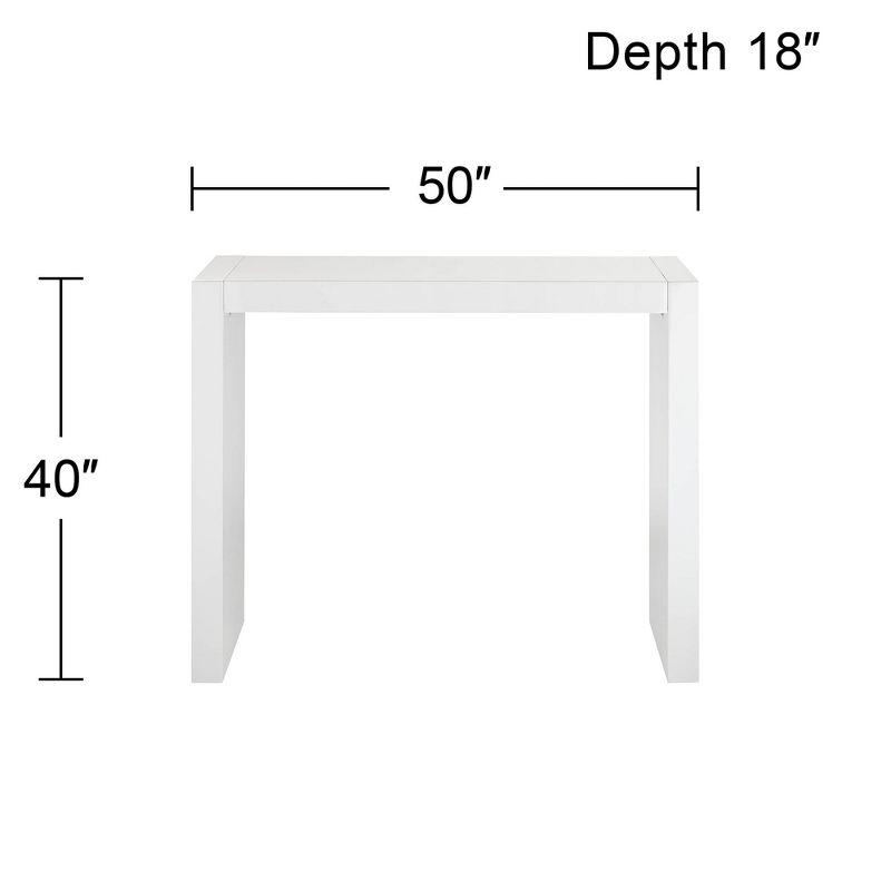 Studio 55D Jessa Modern Minimalist Gloss White Rectangular Bar Table 60" x 18" for Living Room Kitchen Bedroom Bedside Entryway House Office Bathroom