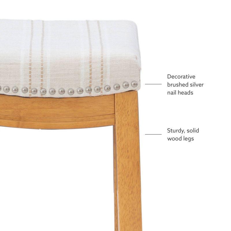 Claridge Backless Nailhead Saddle Counter Height Barstool Natural Stripe - Linon