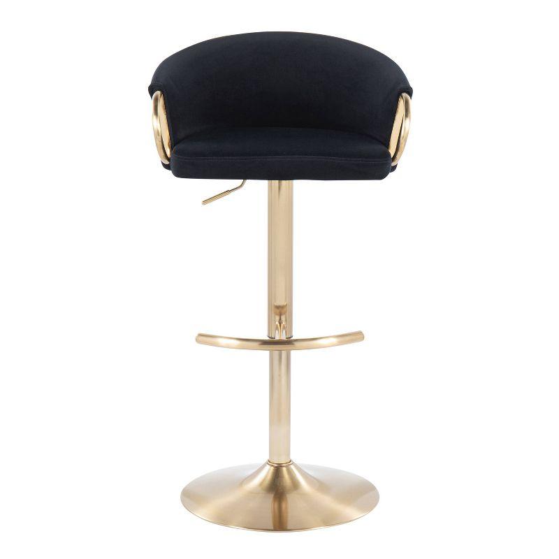 Set of 2 Claire Velvet/Steel Barstools Gold/Black - LumiSource: Swivel, Adjustable Height, Modern Design