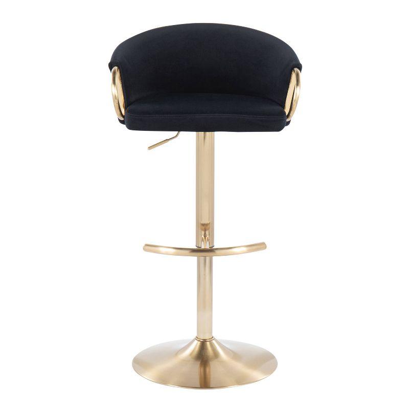 Claire Modern Black Velvet and Gold Metal Adjustable Swivel Barstool