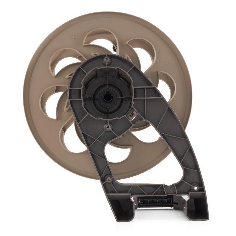 Suncast CPLSTA125B 125' Wall-Mounted Side Tracker Garden Hose Reel for 5/8" Hose with Guide for Patio or Garden, Dark Taupe