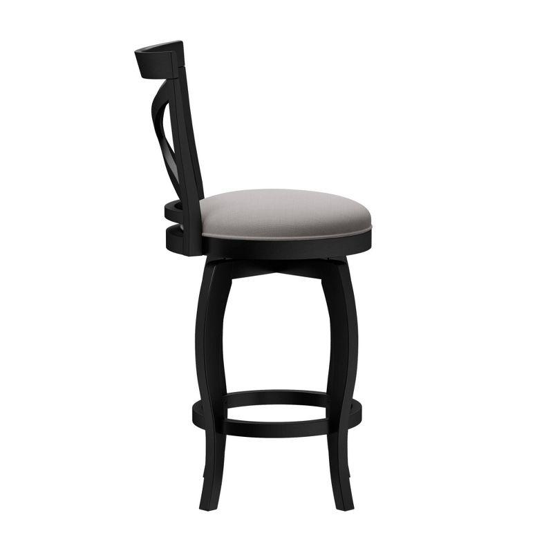 Ellendale 38'' Black Wood Swivel Counter Height Stool with Fog Gray Seat