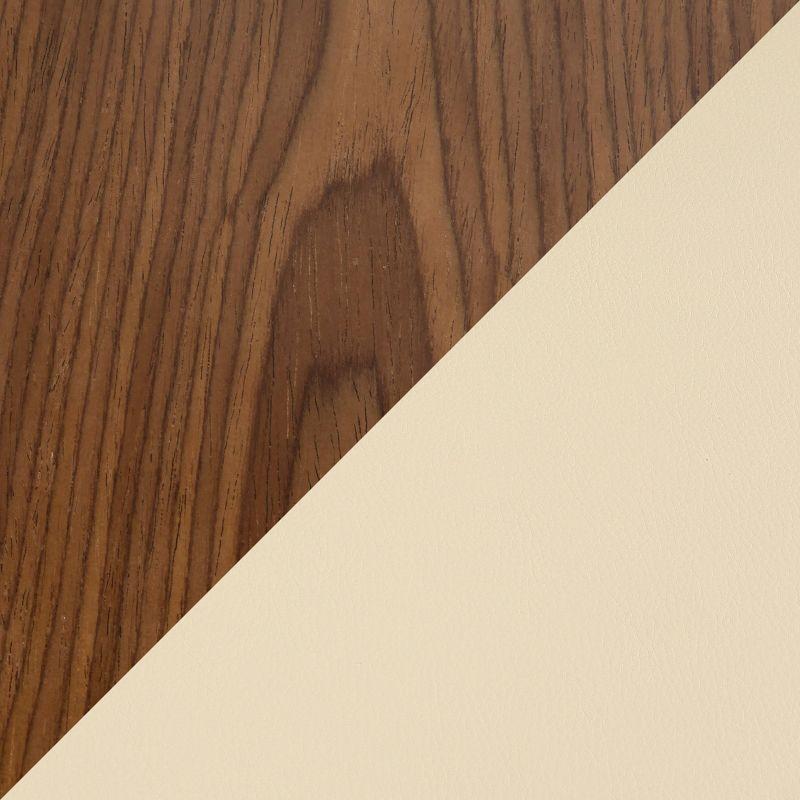 Set of 2 Gianna Upholstered Counter Height Barstools Cream/Walnut - Lumisource: Swivel, Tufted, Wood Legs