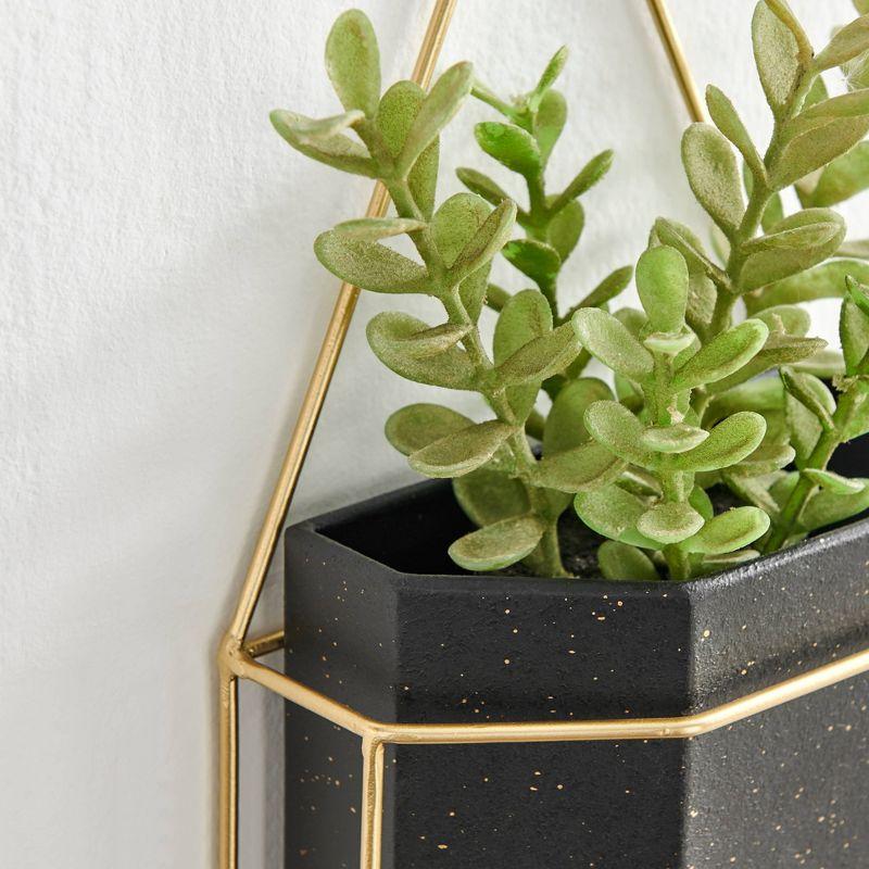 3 Piece Modern Geometric Metal Wall Planters Black/Gold - Danya B.: Indoor/Outdoor, No Assembly Required, Includes Hanging Hardware