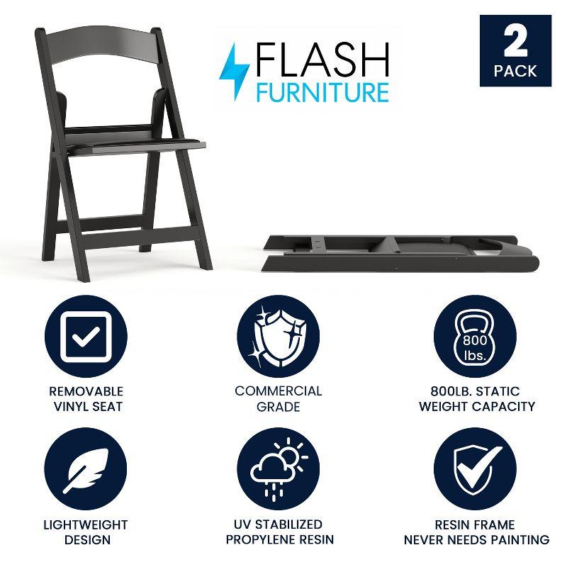 Inbox Zero Hercules Resin Folding Chair - 800LB Weight Capacity Event Chair (Set of 2)