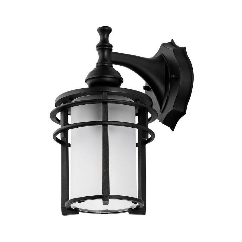 Adisyn Black Metal Outdoor Wall Sconce with White Glass Shade, Set of 2