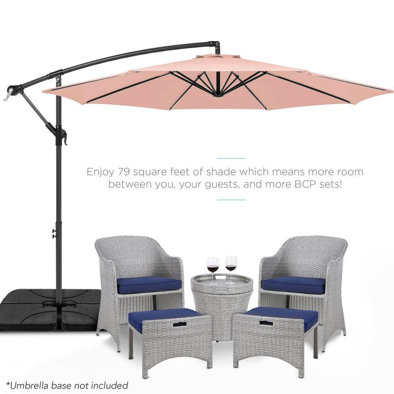 Rose Quartz 10ft Offset Hanging Patio Umbrella with Steel Frame