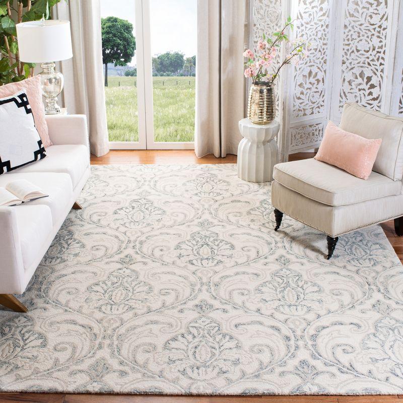 Elegant Ivory & Grey Hand-Tufted Wool Rectangular Area Rug, 5' x 8'