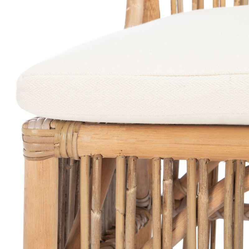 Erika Rattan Accent Chair W/ Cushion - ACH6511 - Set of 2 - White/Natural Unfinished - Safavieh