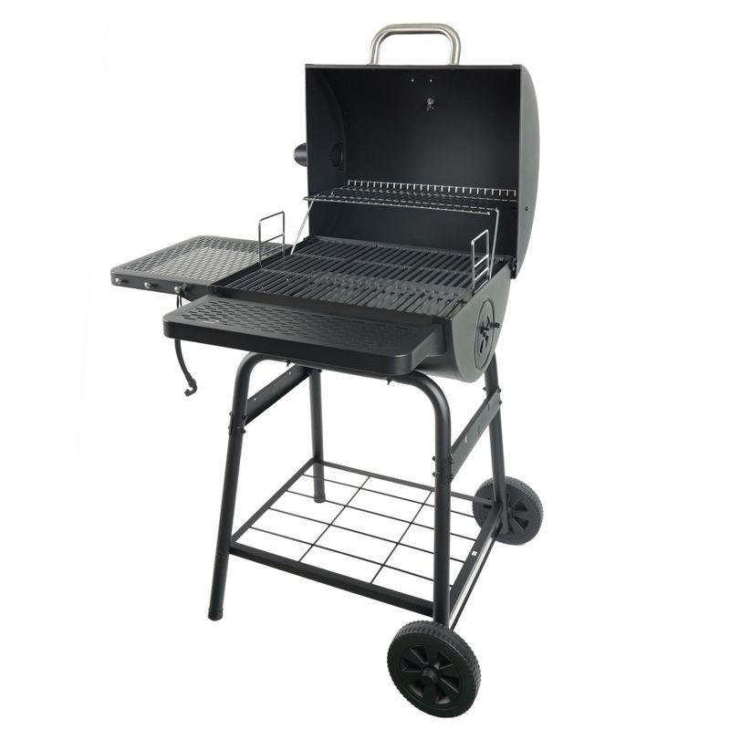 Grill Boss 23 Inch Barrel Charcoal Grill with Adjustable Grate, Large Cooking Area, Built In Temperature Gauge, and Durable Cast Iron Grates, Black