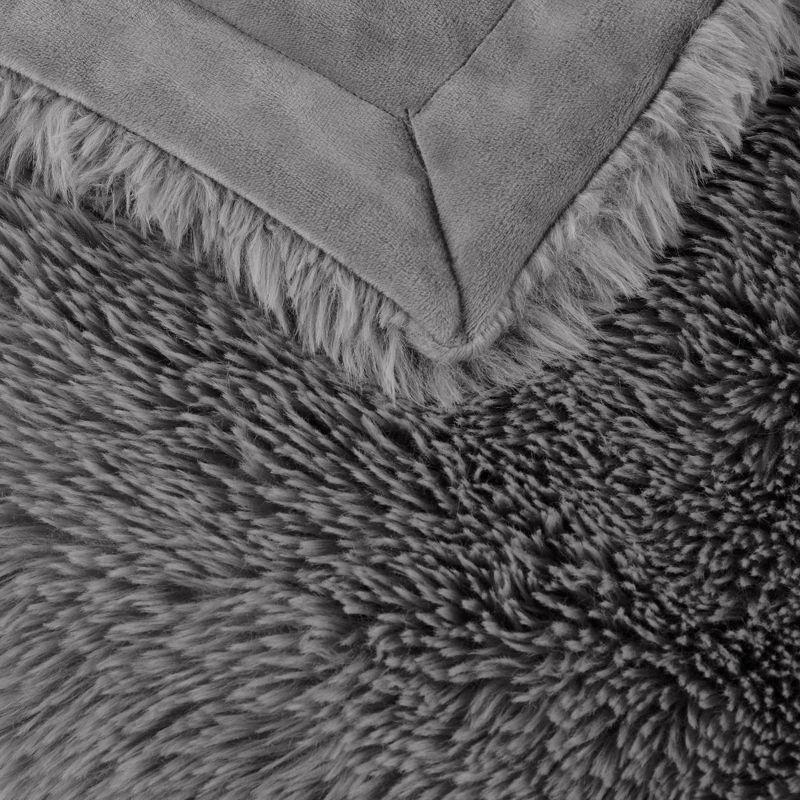 50"x60" Amaya Faux Fur Throw Blanket Gray - Madison Park