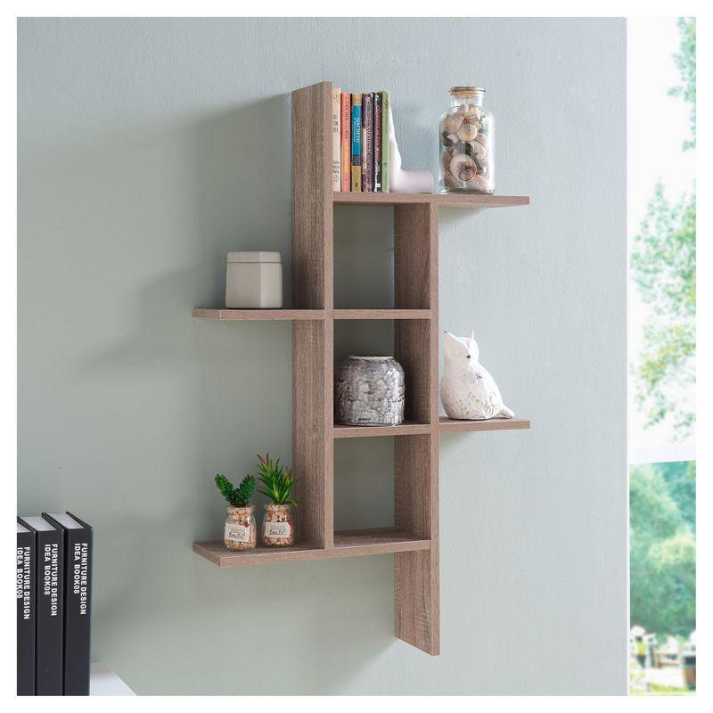 Weathered Oak Modern Cantilever Wall Shelf, 35"x5"x8"